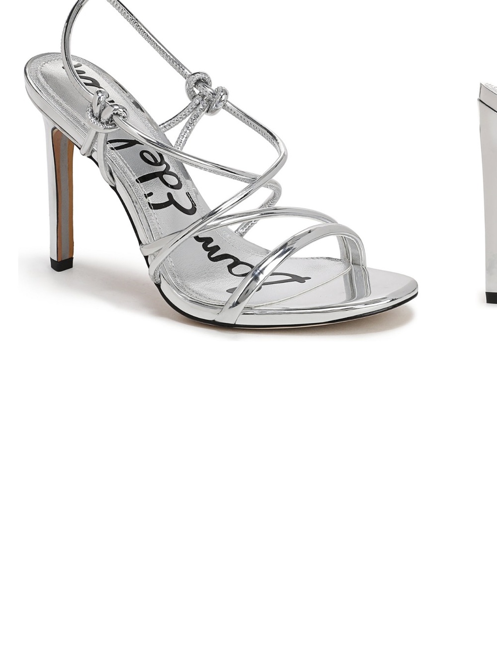 Sam Edelman Metallic Silver Strappy Slingback Heels